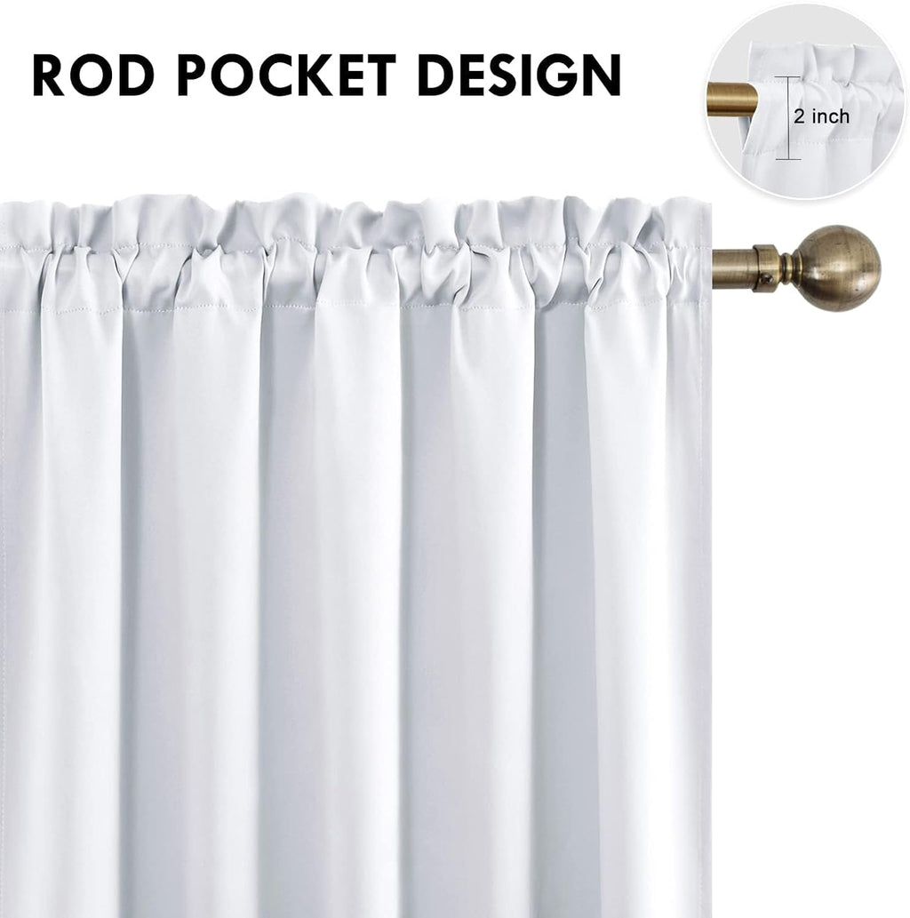 DWCN White Curtains for Living Room Thermal Insulated, Energy Saving & Noise Reducing Bedroom Curtains, White, W 70x L 72 Inch, Set of 2…