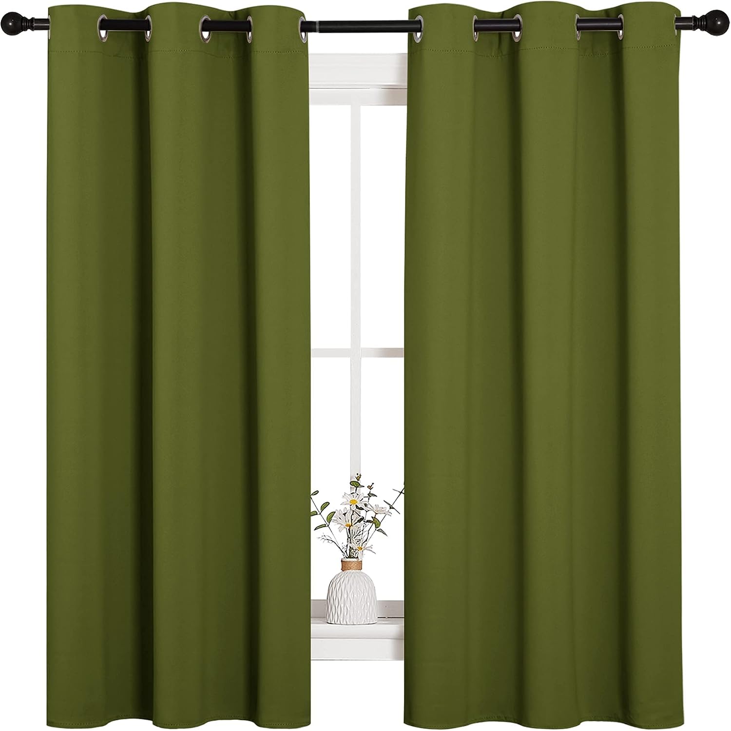 NICETOWN Christmas Window Decoration Thermal Insulated Solid Grommet Blackout Curtains/Drapes for Living Room (1 Pair, 42 by 63 inches…