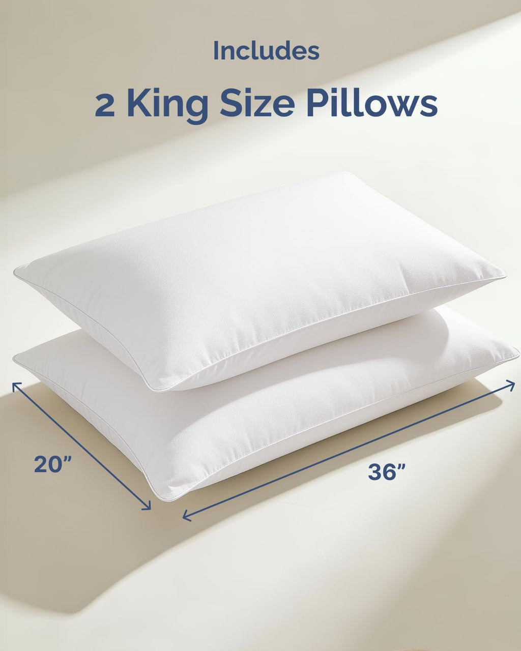 CGKUnlimited CGK Linens Ultra Thin Flat Pillows for Sleeping - King Size Pillows Set of 2 - Soft, Cozy Down Alternative Bed Pillows for Bac…