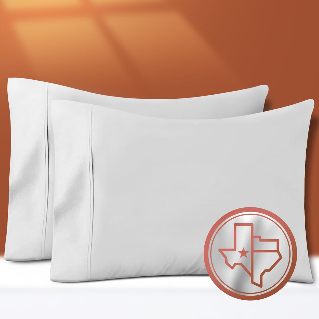 TEXAS LINEN CO. 100% Egyptian Cotton Pillow Cases Set of 2, Texan Talkin' Collection 600 Series Standard/Queen Pillowcase for Sleeping…