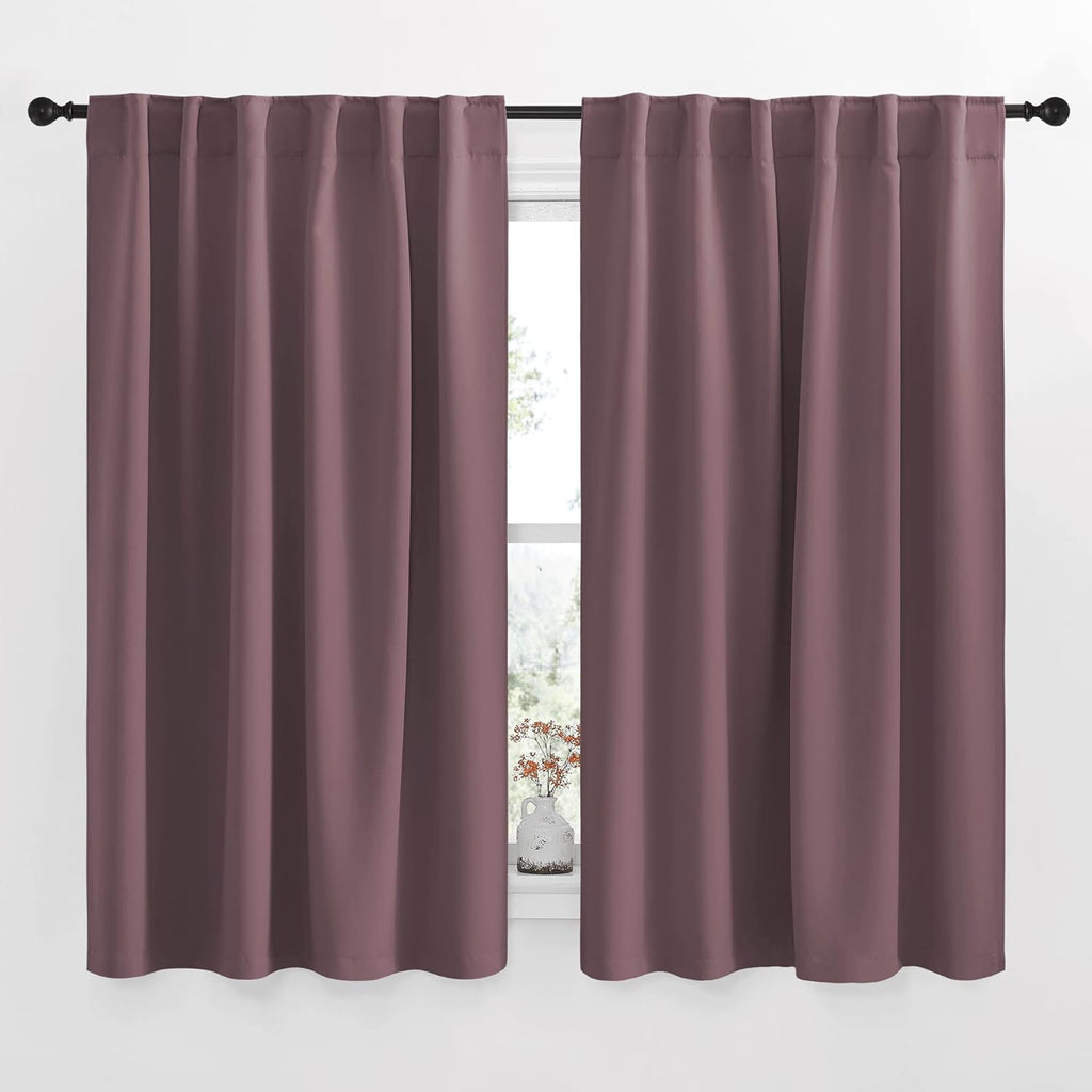 Nicetown Window Treatment Curtains Room Darkening Drapes - (Dry Rose Color) 52 Width X 54 Drop Each Panel, 2 Panels Set, Curtains and Drape…