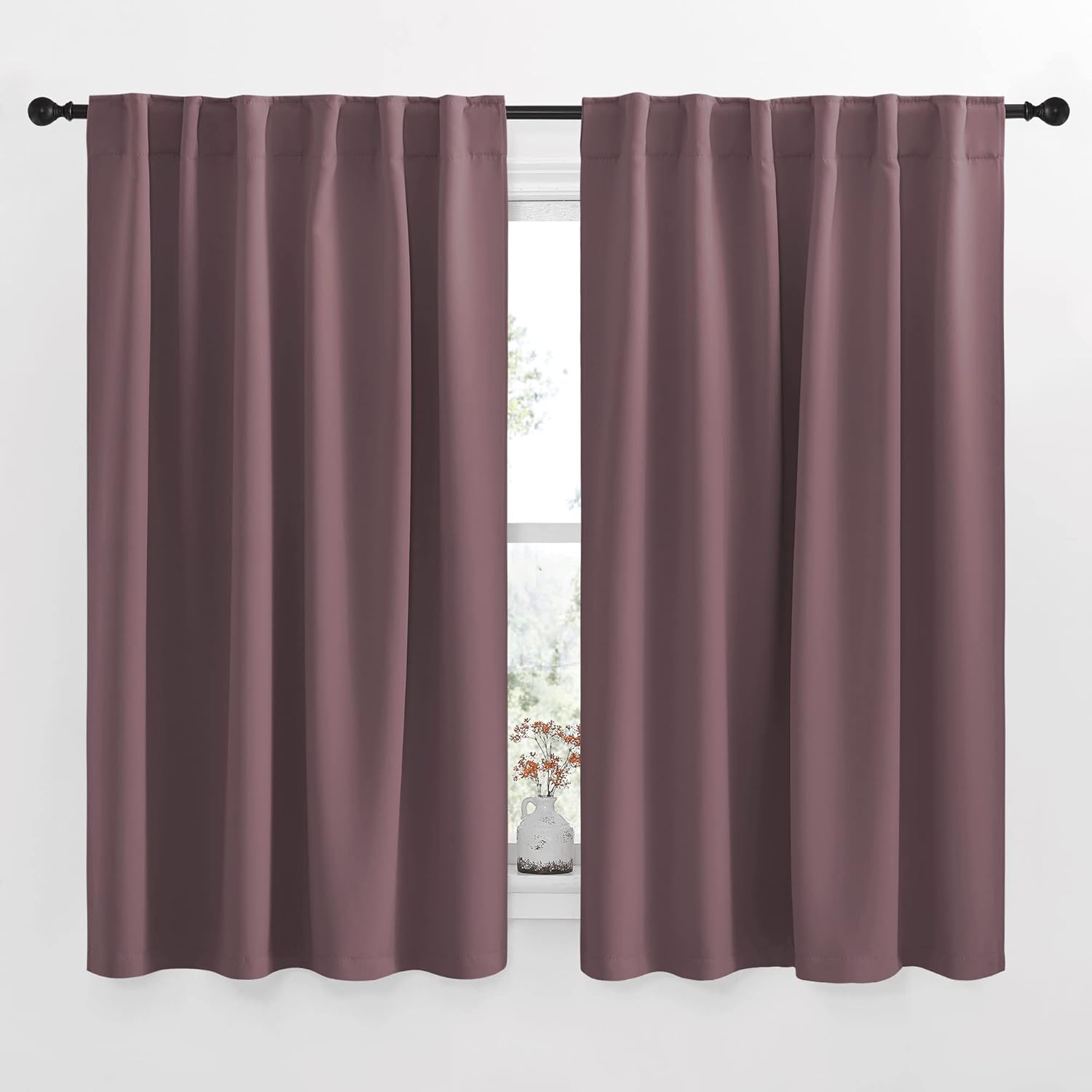 Nicetown Window Treatment Curtains Room Darkening Drapes - (Dry Rose Color) 52 Width X 54 Drop Each Panel, 2 Panels Set, Curtains and Drape…
