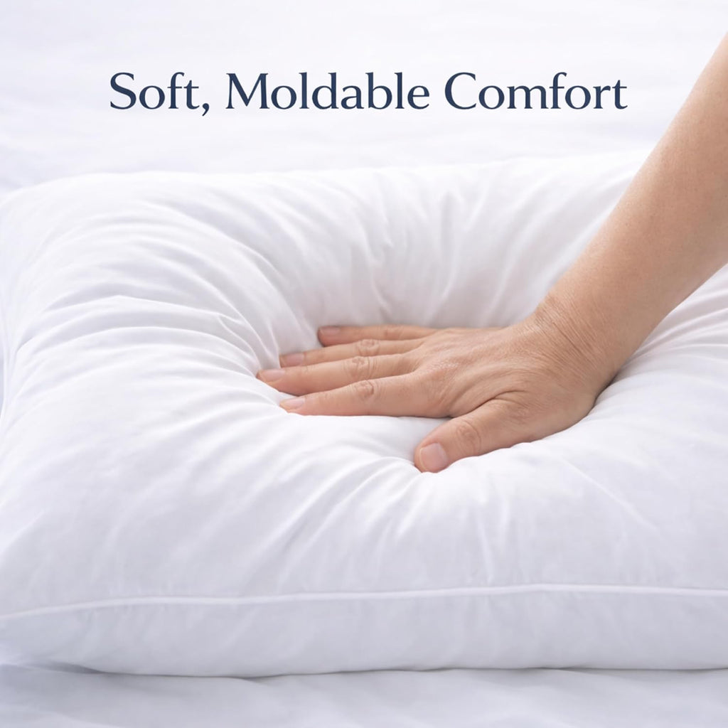 East Coast Bedding 100% White Down Pillow, No Feathers, 600 Fill Power, 400 Thread Count Cotton Shell, Firm Loft, King 20x36, 2 Pack
