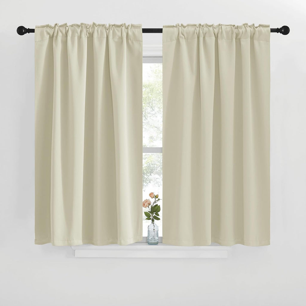 NICETOWN Blackout Window Curtains for Living Room - (Beige Color) 42x40 Inch, 2 Panels Set, Thermal Insulated Room Darkening Blackout…