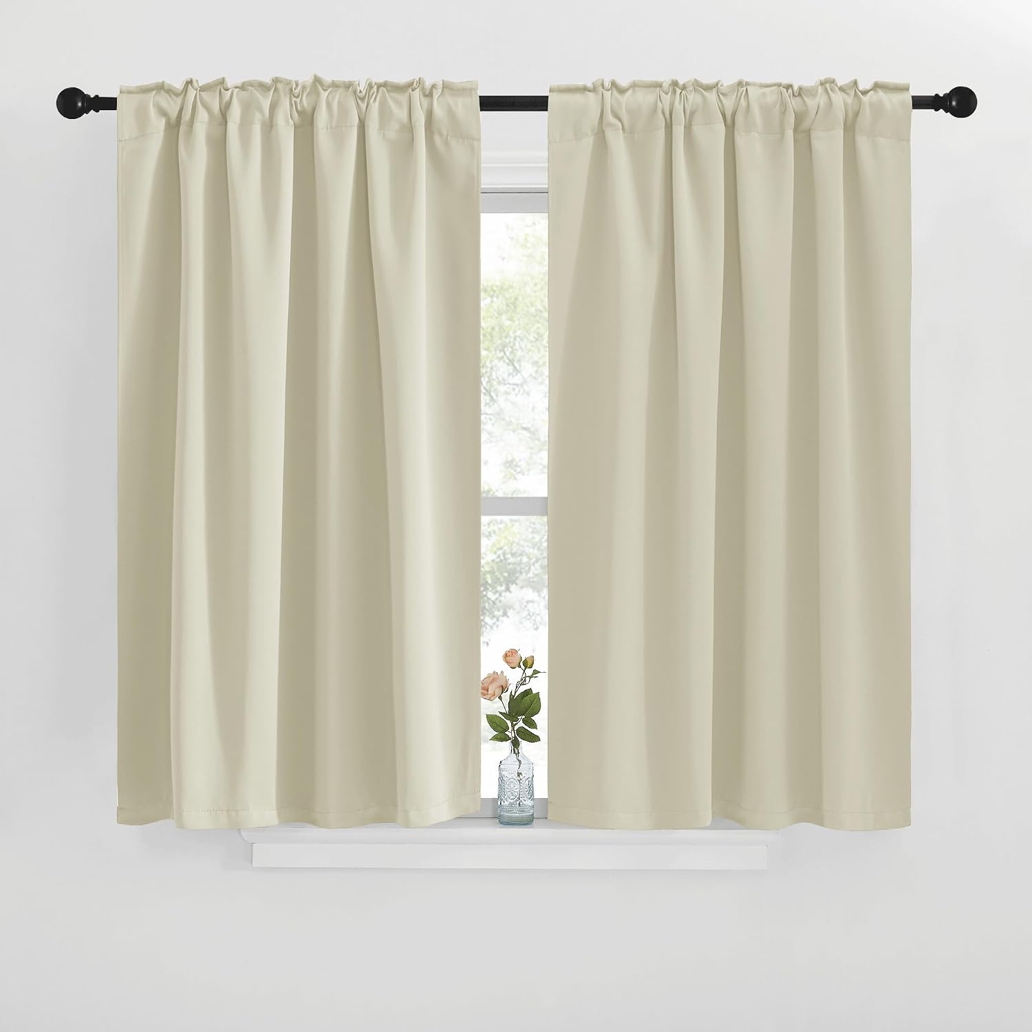 NICETOWN Blackout Window Curtains for Living Room - (Beige Color) 42x40 Inch, 2 Panels Set, Thermal Insulated Room Darkening Blackout…