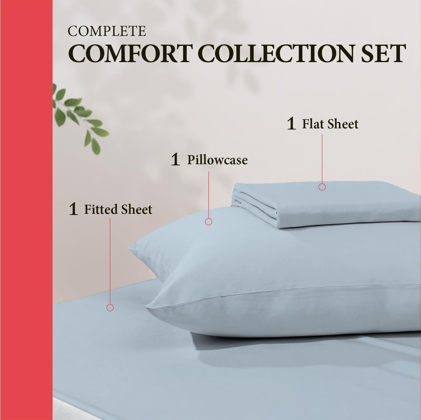 AshtonSheets 100% Egyptian Cotton Twin XL Bed Sheets Set - Luxury 600 Series Refined Collection Sheet for Twin XL Size Bed (3 PC, Light Blu…