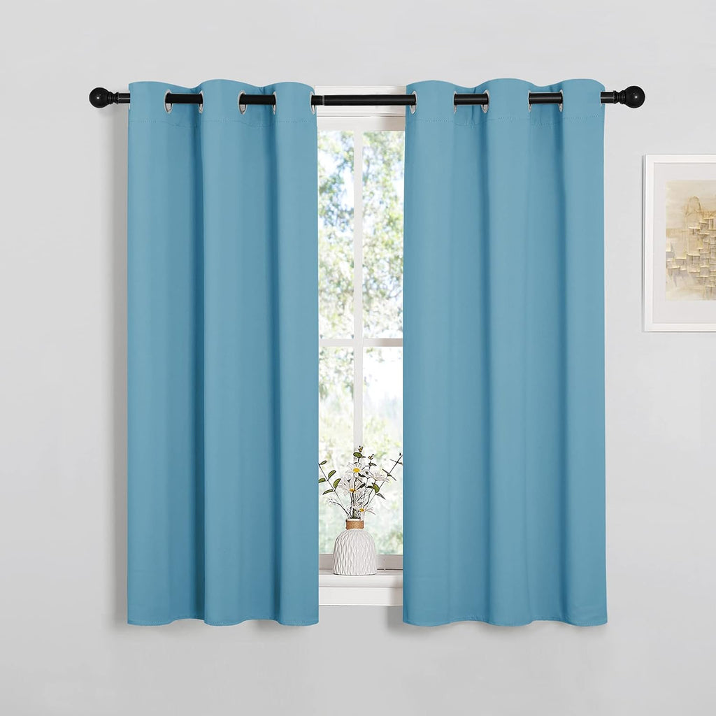 NICETOWN Thermal Insulated Curtains Blackout Draperies, Window Treatment Solid Grommet Room Darkening Drape Panels for Bedroom (Teal…