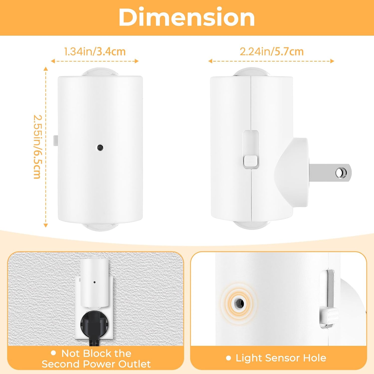 4 Pack Mini Dimmable LED Night Light, Plug-in Wall Light with Dusk to Dawn Auto On/Off, 180° Rotating Head, 3000K Soft White, 0-200 LM…