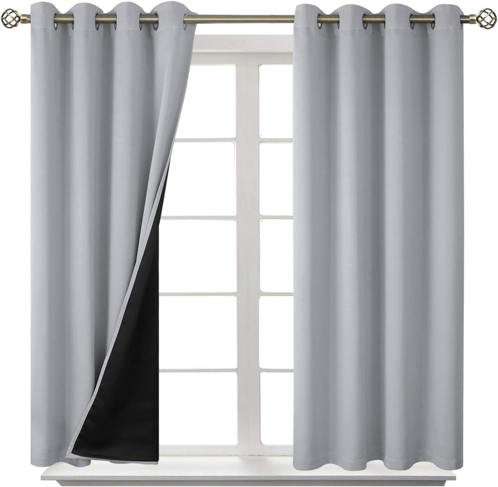 BGment Short 100% Blackout Curtains for Bedroom, Thermal Insulated Energy Efficiency Noise Reducing Grommet Curtains 54 Inch Length with Li…