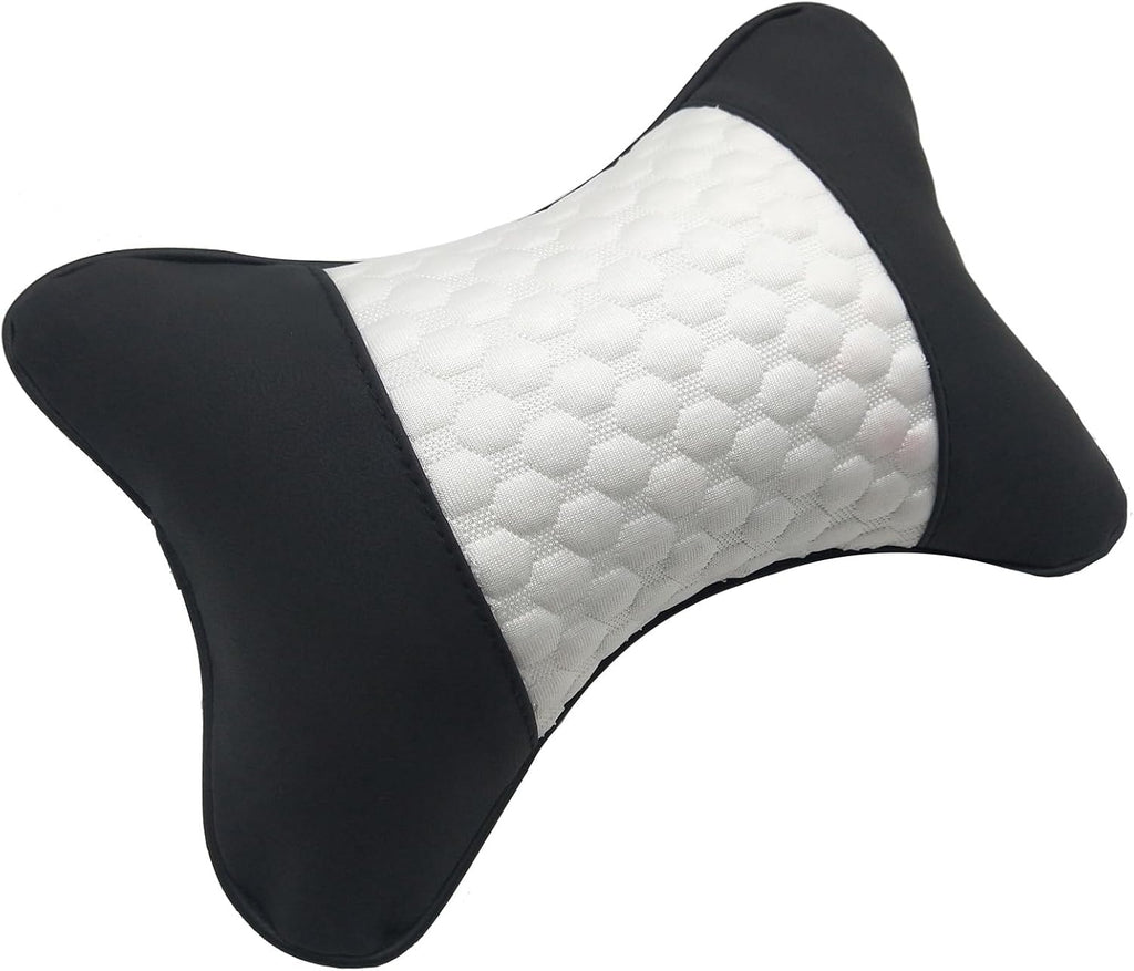 Professinalcaraccessories Car Neck Pillows Both Side Pu Leather 2pieces Pack Headrest Fit for Most Cars Filled Fiber Universal Car Pillow (…