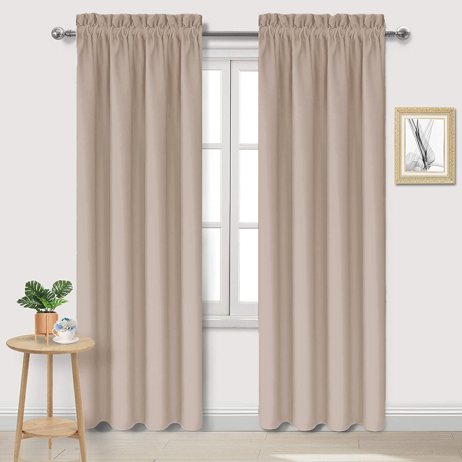 DWCN Blackout Curtains for Living Room Thermal Insulated, Energy Saving & Noise Reducing Bedroom Curtains, Camel, W 42x L 84 Inch, Set of…
