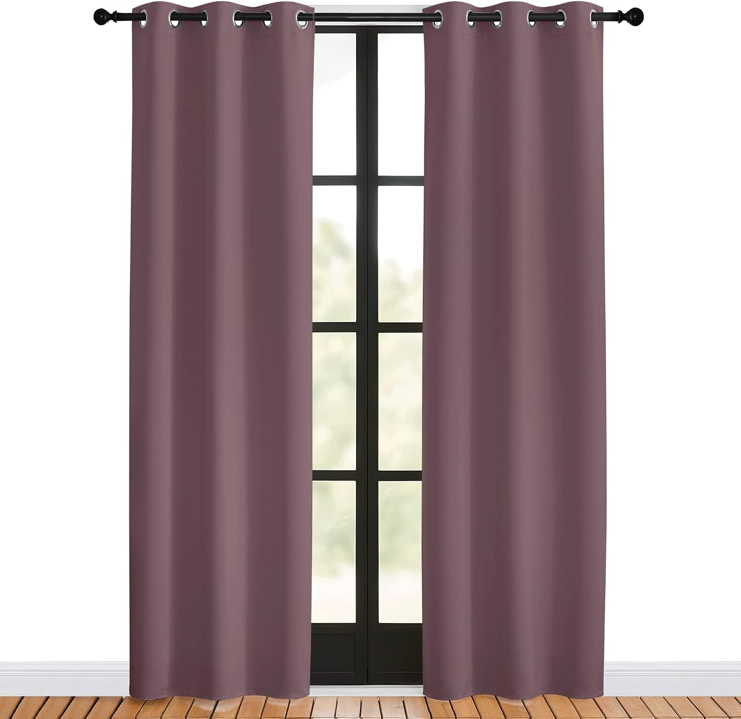 NICETOWN Blackout Curtains for Bedroom, Dry Rose, 34 W by 80 L, Set of 2, Thermal Insulated Curtains & Drapes with Grommet Top for Living…