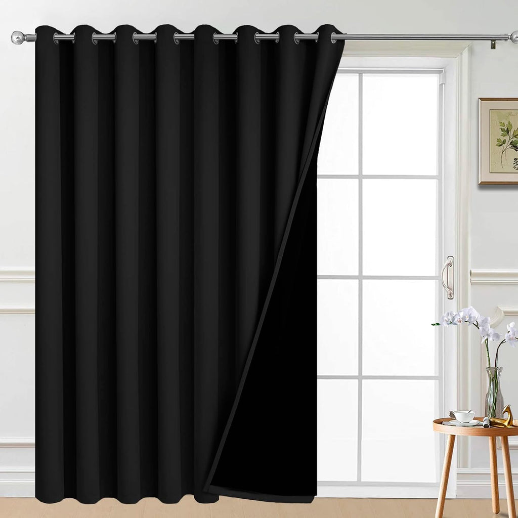Yakamok 100% Blackout Sliding Door Curtains, Thermal Insulated Grommet Full Light Shading Sliding Door Drape Room Divider Curtain for…