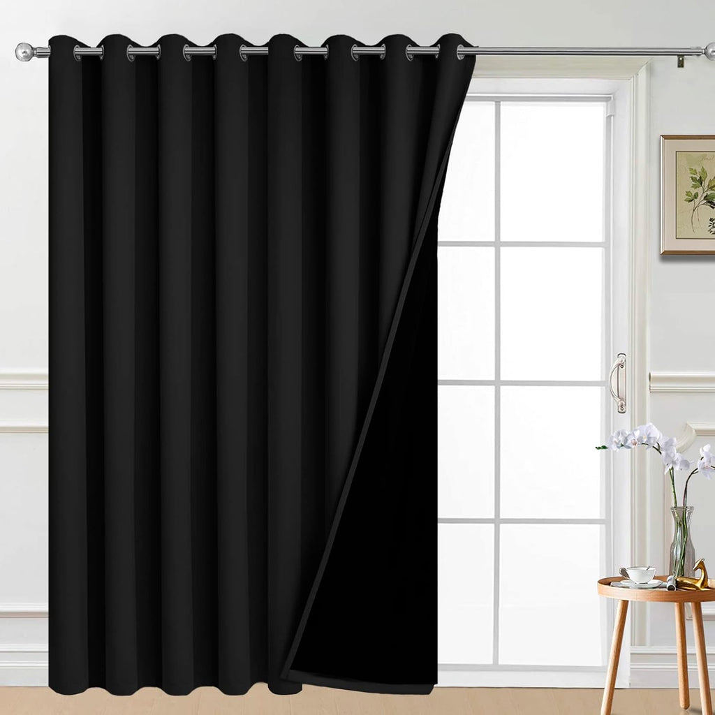 Yakamok 100% Blackout Thermal Insulated Sliding Door Curtains, Noise Reducing Sliding Glass Doors, Patio Door Drapery Room Divider…