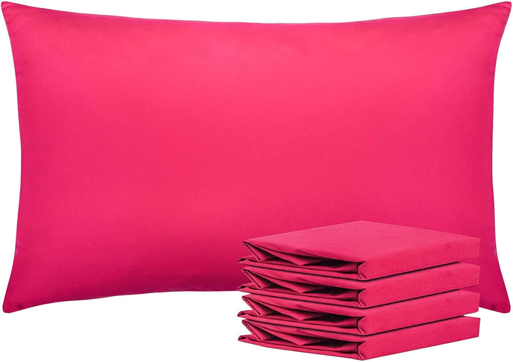 Ntbay Queen Pillowcase Set - 4 Pack Brushed Microfiber 20x30 Pillowcases - Soft, Wrinkle-Free, Fade-Resistant, Stain-Resistant, Magenta Pil…