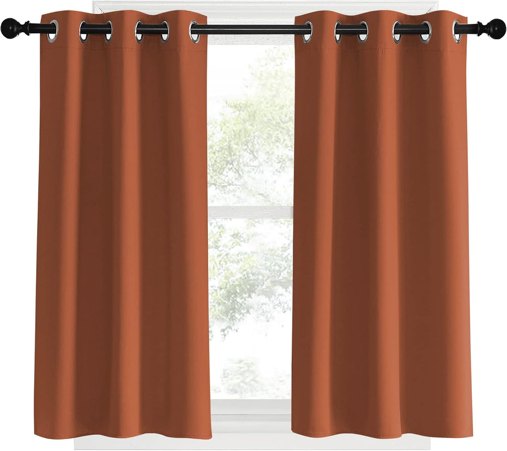 NICETOWN Kitchen Curtains Small Window Curtains & Drapes, Burnt Orange, 34" W x 40" L, 2 PCs, Thermal Insulated Solid Grommet Panels for…