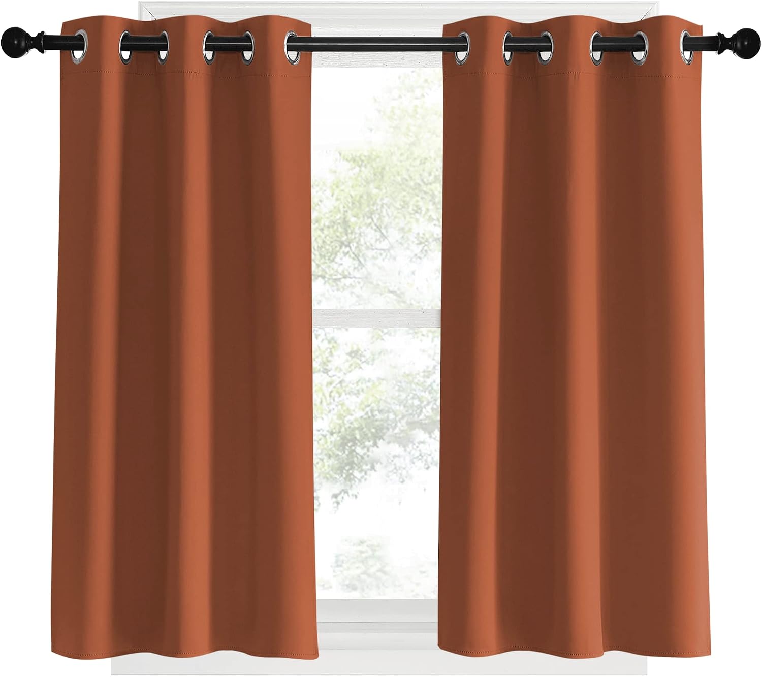 NICETOWN Kitchen Curtains Small Window Curtains & Drapes, Burnt Orange, 34" W x 40" L, 2 PCs, Thermal Insulated Solid Grommet Panels for…