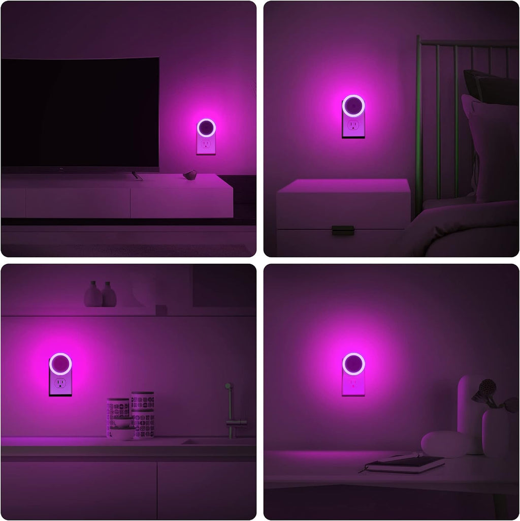 Briignite Purple Night Light, Night Lights Plug into Wall [4Pack], Nightlight with Light Sensors for Kids Room, Baby Night Light…