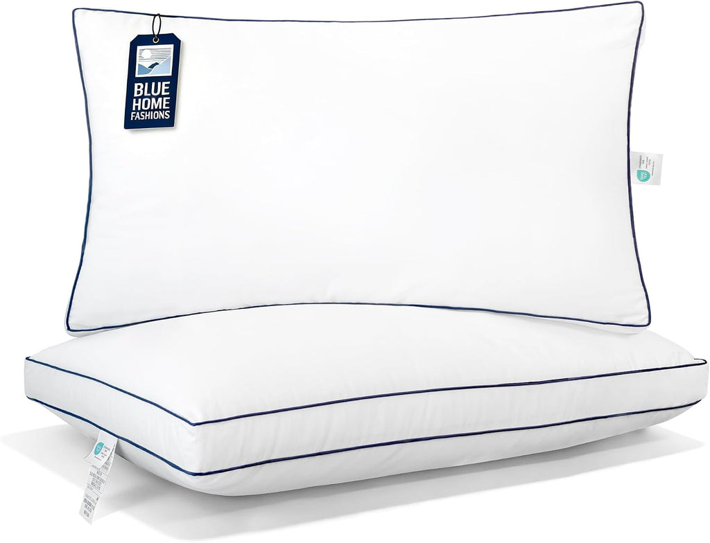Blue Ridge Home Fashions Hotel Collection Pillows King Size Set of 2, Medium Soft Down Alternative Fill with Gusseted Design, Breathable…