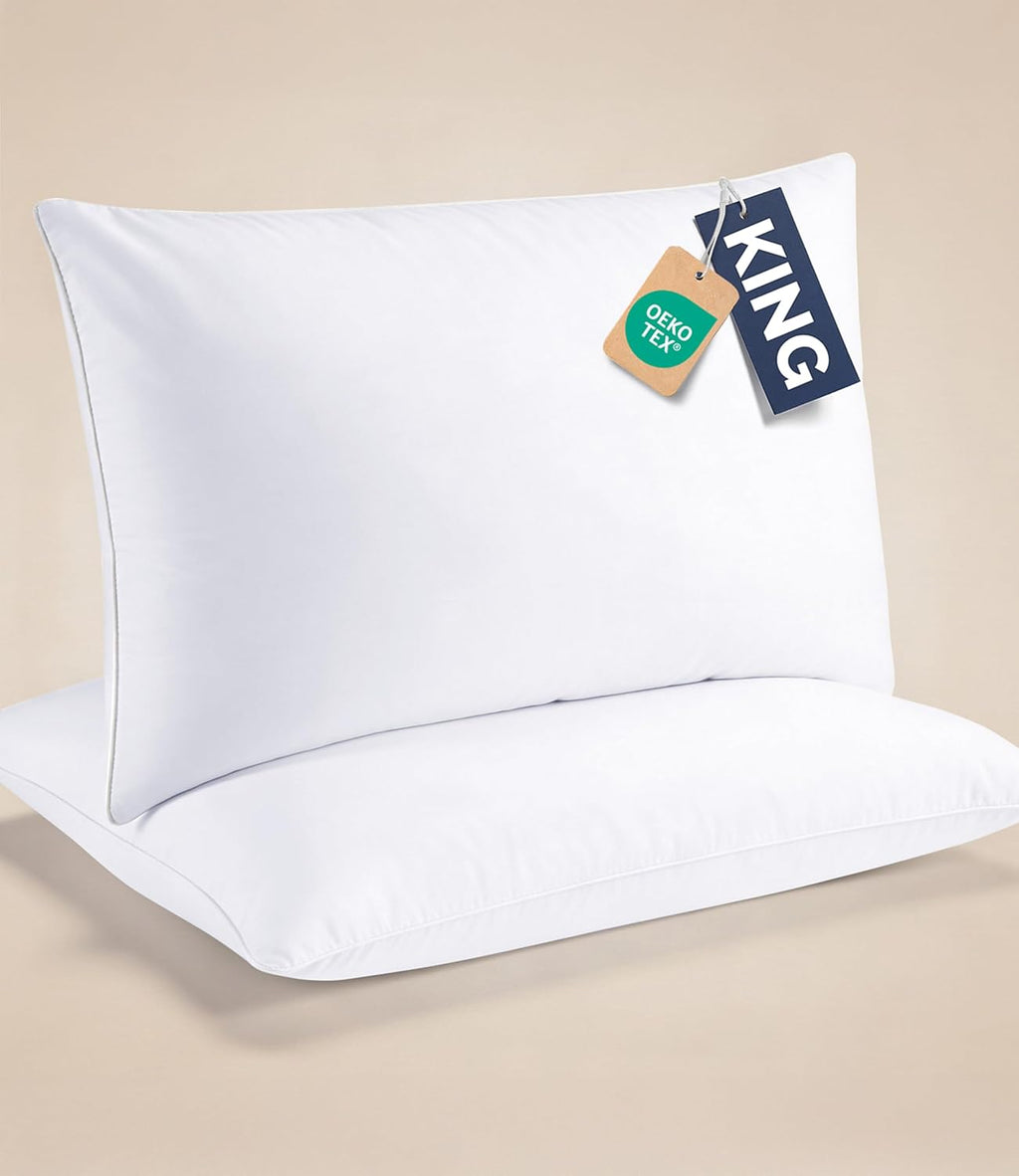 CGKUnlimited CGK Linens Ultra Thin Flat Pillows for Sleeping - King Size Pillows Set of 2 - Soft, Cozy Down Alternative Bed Pillows for Bac…