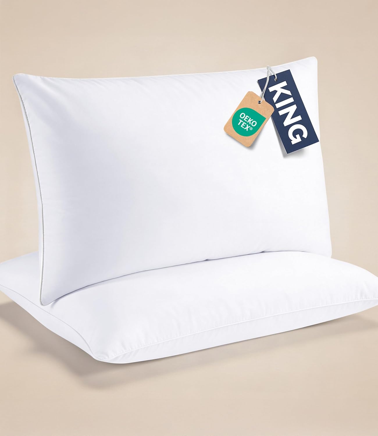 CGKUnlimited CGK Linens Ultra Thin Flat Pillows for Sleeping - King Size Pillows Set of 2 - Soft, Cozy Down Alternative Bed Pillows for Bac…