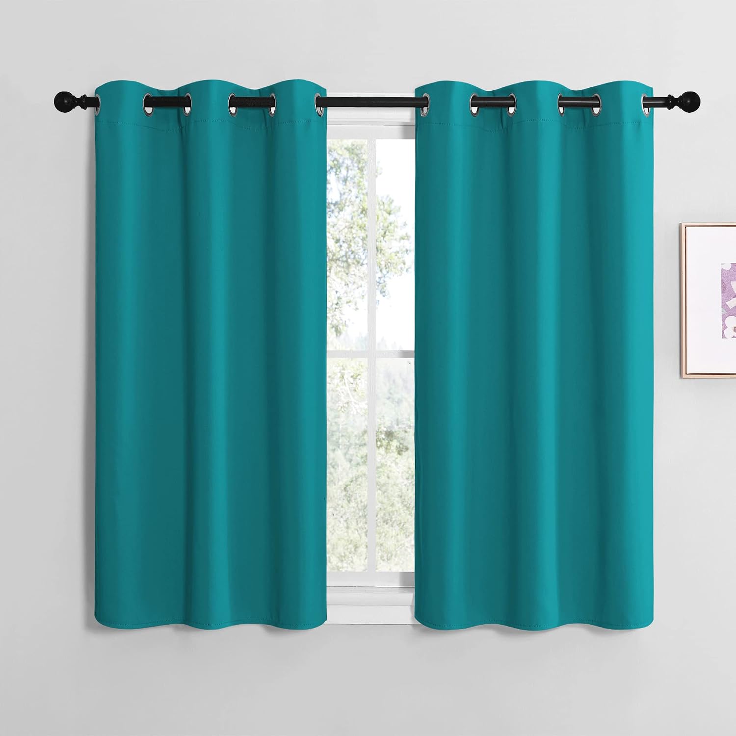NICETOWN ROM Darkening Curtains 40 inch Length 2 Panels, Thermal Insulated Grommet Blackout Curtains for Modern Casual Elegant Bedroom…