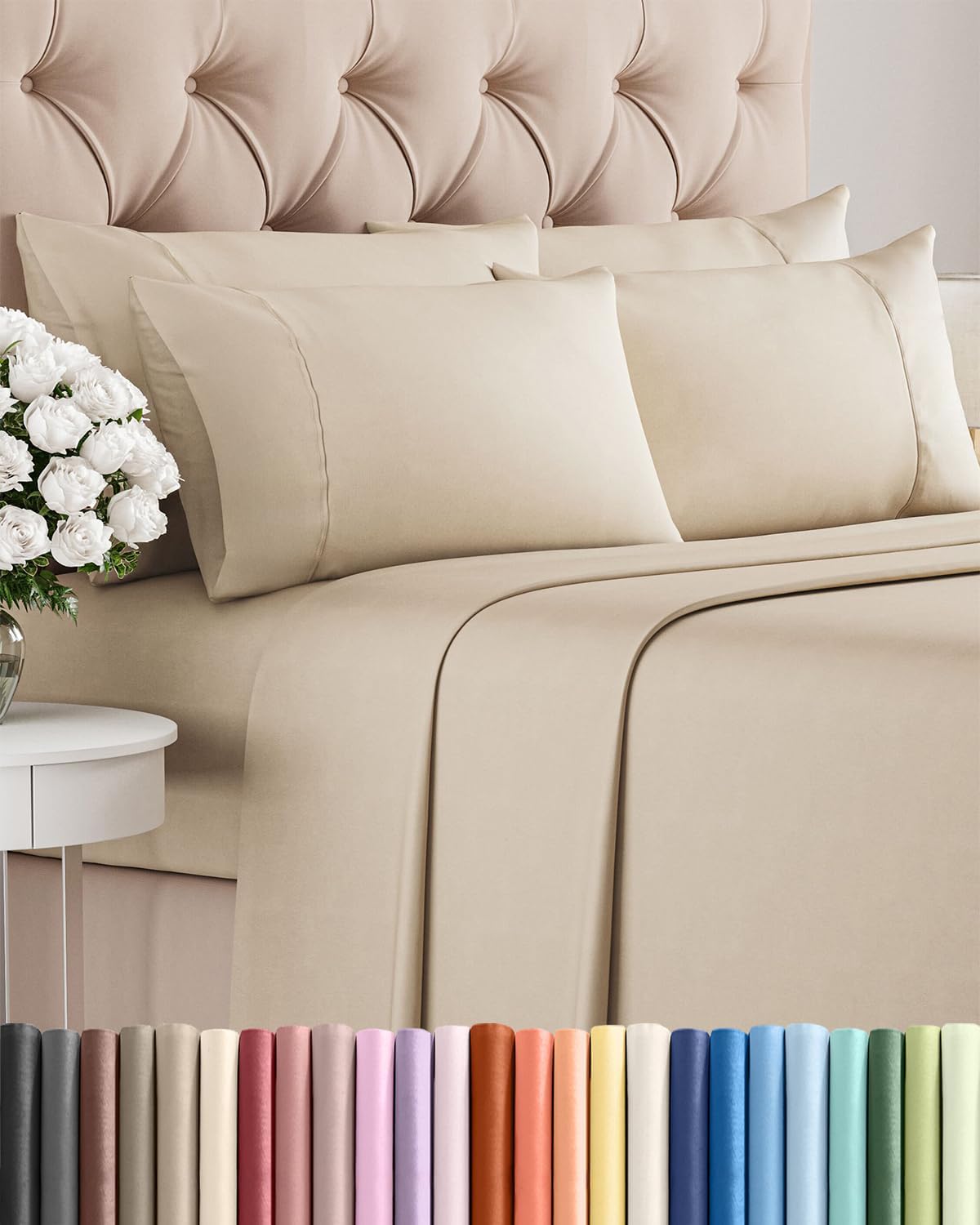 Queen 6 Piece Sheet Set - Comfy, Breathable & Cooling - Hotel Luxury Bedding for Women, Men, Kids, Teens and Children - 1 Flat & 1 Fitted…