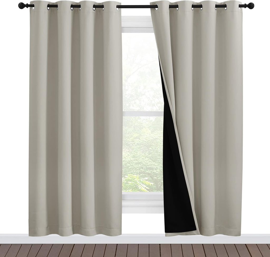 Nicetown 100% Blackout Window Curtain Panels, Full Light Blocking Drapes with Black Liner for Nursery, 78-inch Drop Thermal Insulated Drape…