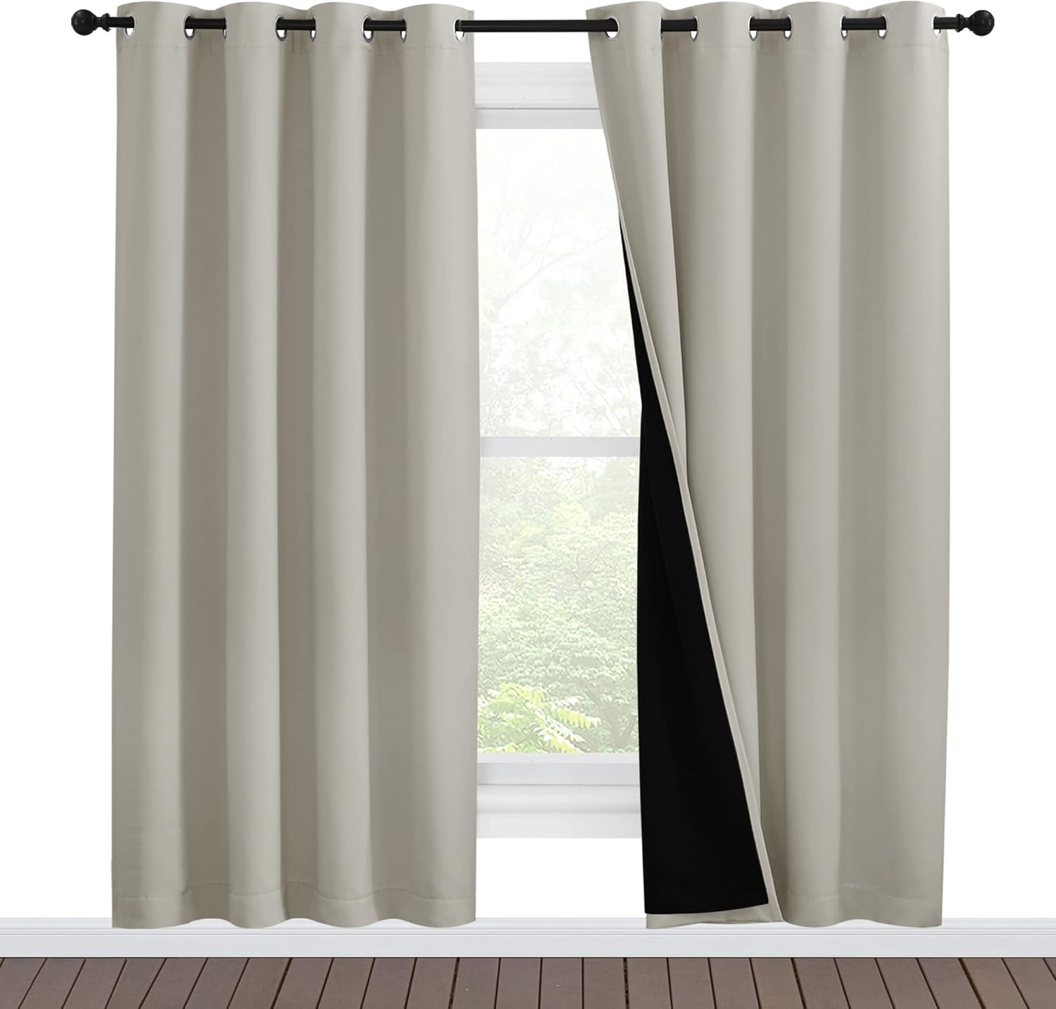 Nicetown 100% Blackout Window Curtain Panels, Full Light Blocking Drapes with Black Liner for Nursery, 78-inch Drop Thermal Insulated Drape…