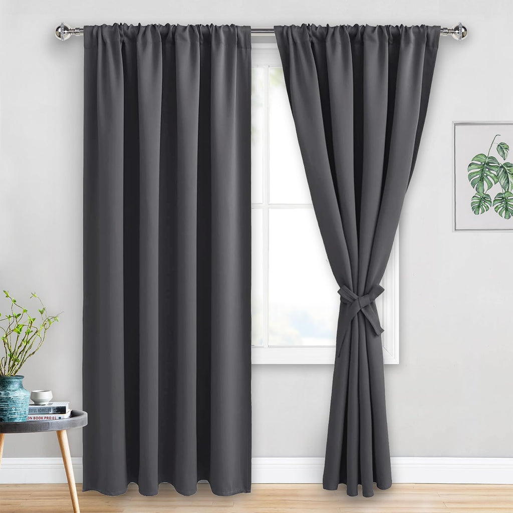 Jiuzhen Blackout Curtains for Bedroom - Thermal Insulated Room Darkening Noise Reducing, 52 x 84 Inch Length Curtains for Living Room, Set…