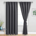Jiuzhen Blackout Curtains for Bedroom - Thermal Insulated Room Darkening Rod Pocket Curtains for Living Room, Set of 2 Panels with Tiebacks…