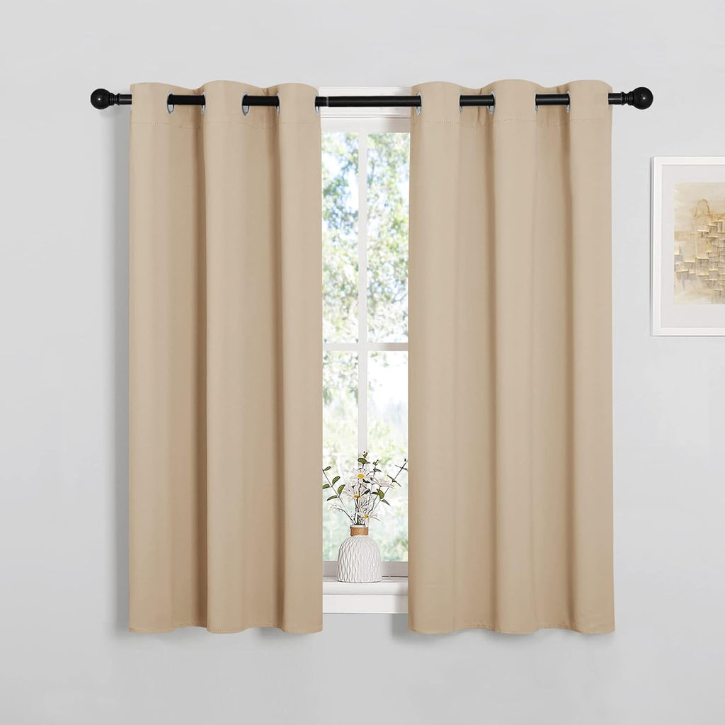 NICETOWN Room Darkening Curtain Panels for Cafe, Thermal Insulated Grommet Room Darkening Draperies/Drapes for Window (Biscotti Beige, 2…