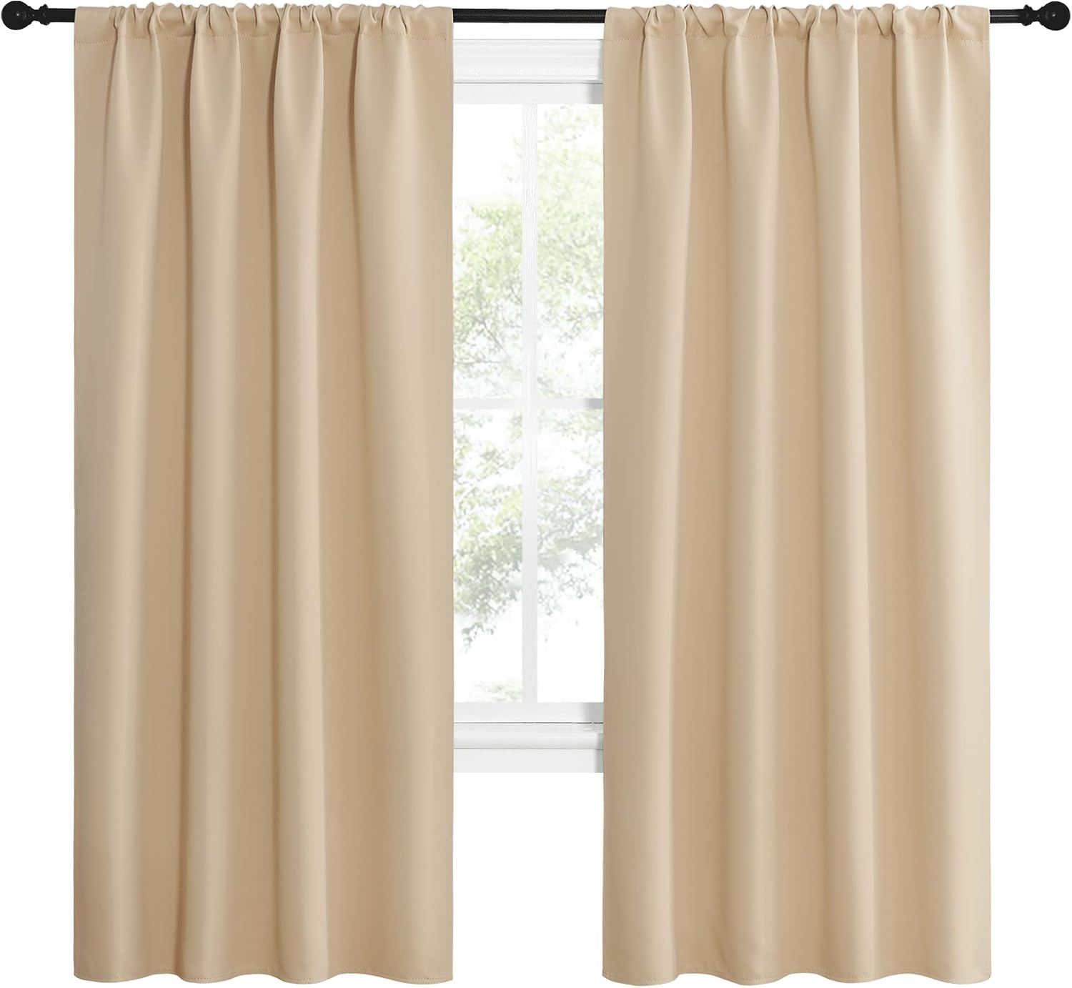 NICETOWN Kitchen Room Darkening Curtains - Panel Home Fashion Thermal Insulated Solid Rod Pocket Curtains for Window(Biscotti Beige, 1…
