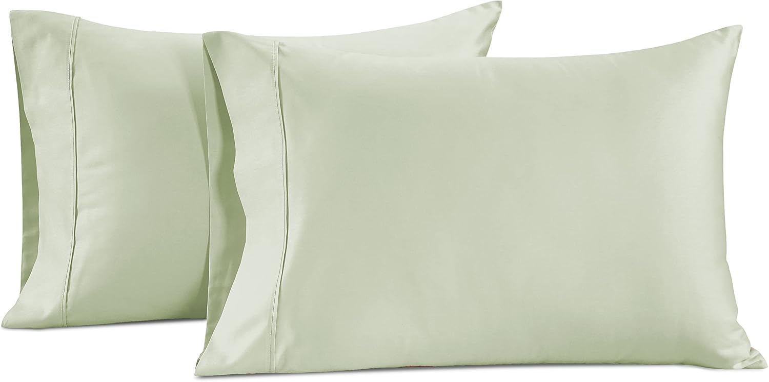 LaneLinen LANE LINEN Pillow Case Covers King Set of 2 100% Egyptian Cotton Sateen Soft Cool & Smooth Cases - Mineral Cotton