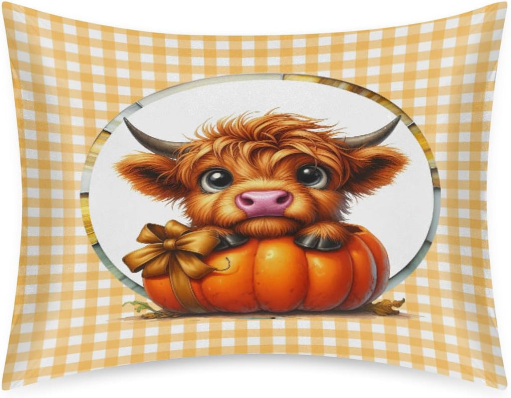 Satin Pillowcase for Hair and Skin Pumpkin Alpine Cattle Stripes Soft Silk Pillow Case with Envelope Closure Cooling Pillow Cases Slip…