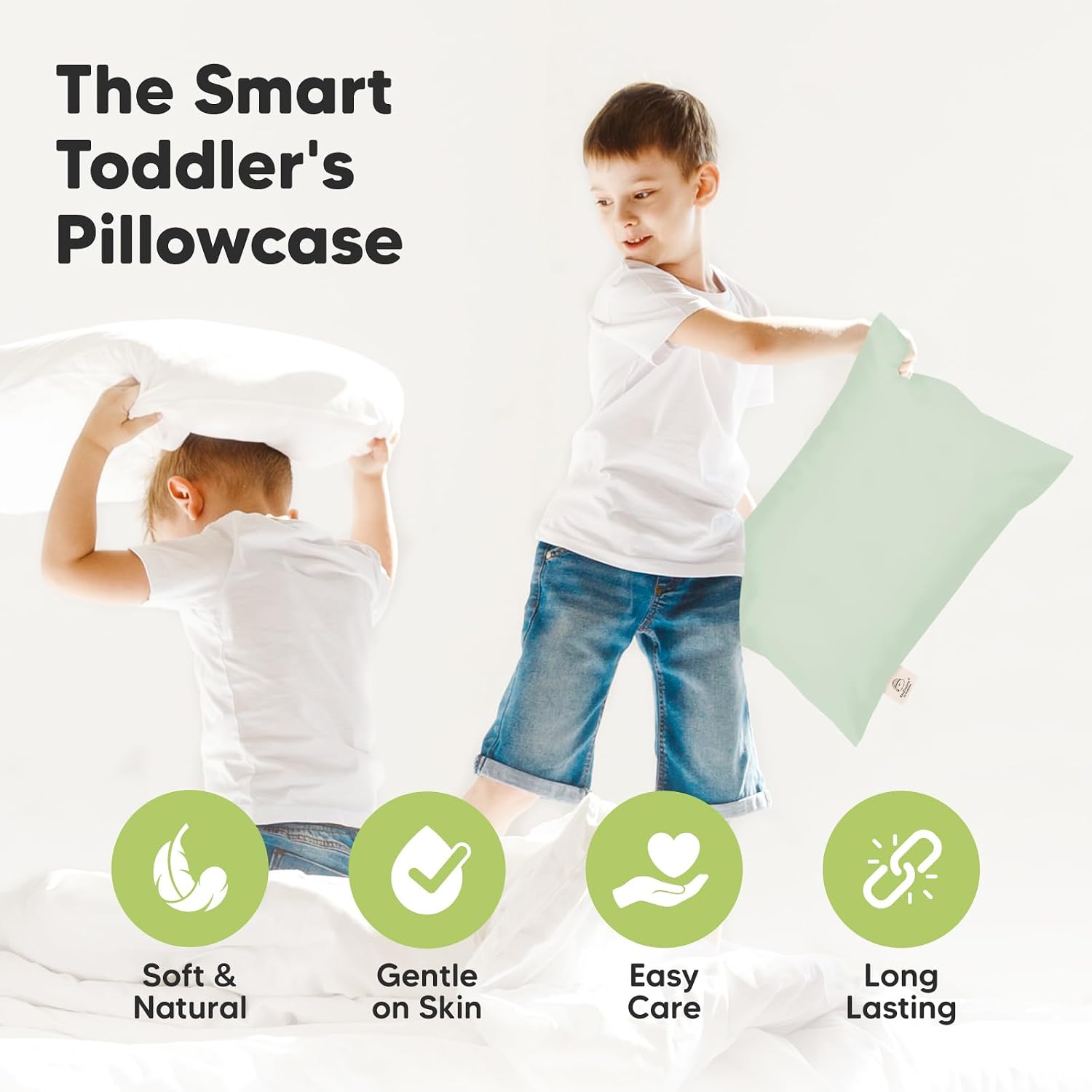 KeaBabies Toddler Pillowcase 13"x18" - Organic Cotton Toddler Pillowcase for Kids, Boys, Girls, Soft & Durable Cotton Cover for Miniature…