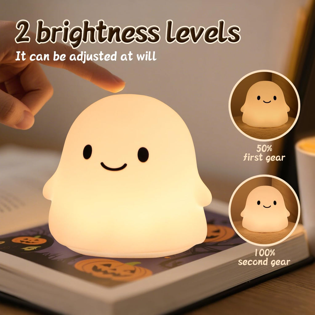 Ghost Night Light Color Changing, Cute Cloud Decor with Colors & 50Hrs, Tap Control Light Up Ghost for Kids, Rechargeable Halloween…