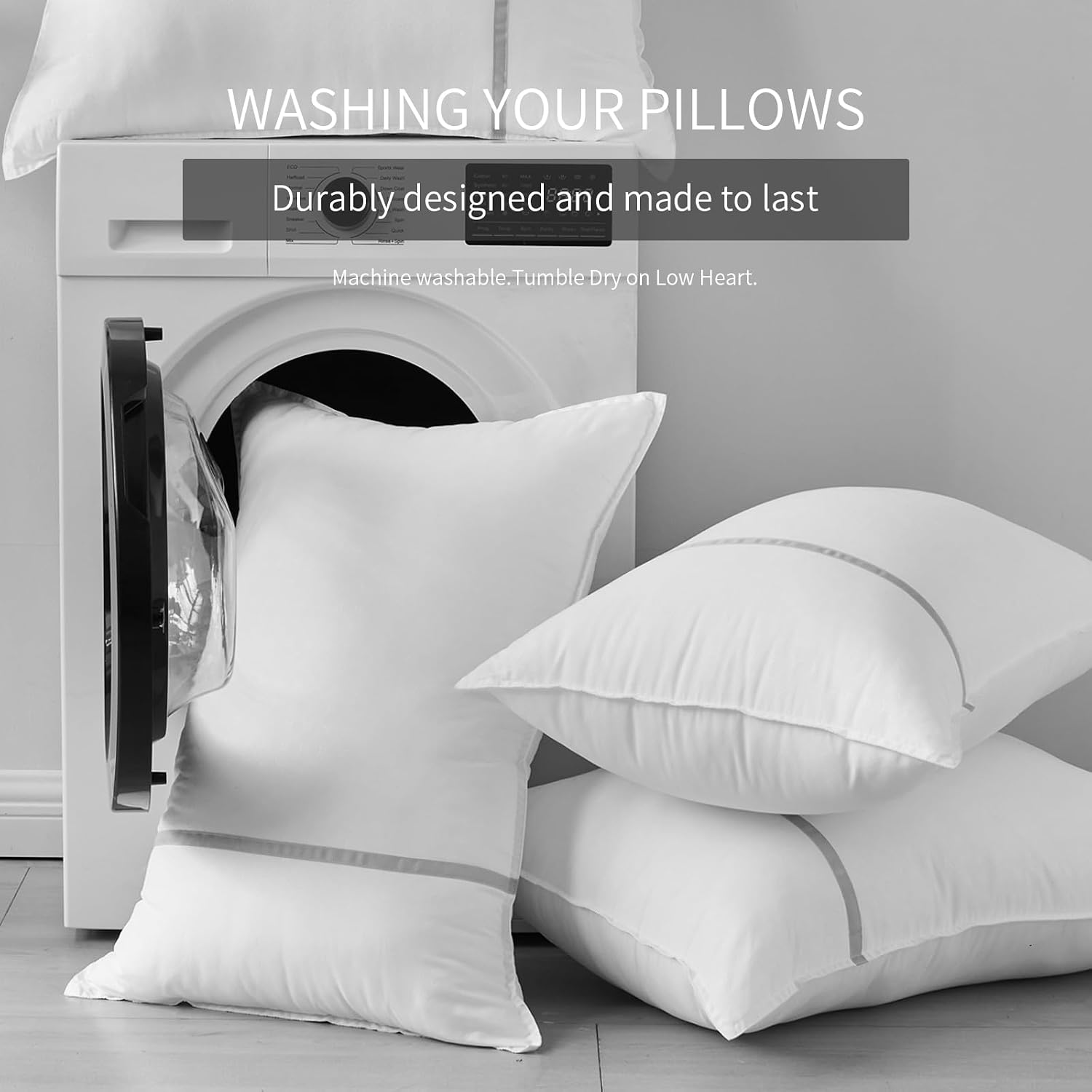 Bed Pillows Standard Size Set of 4, Medium Firm Hotel Pillows for Sleeping, Cooling Pillows for Side & Back Sleepers, Down Alternative…