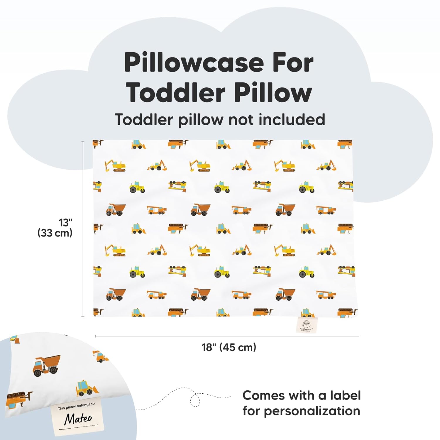 KeaBabies Toddler Pillowcase 13"x18" - Organic Cotton Toddler Pillowcase for Kids, Boys, Girls, Soft & Durable Cotton Cover for Miniature…