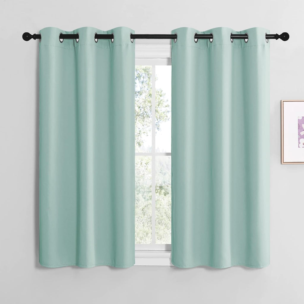 NICETOWN Aqua Blue Room Darkening Curtains for Kitchen, Window Treatment Thermal Insulated Solid Grommet Room Darkening Curtains/Drapes…