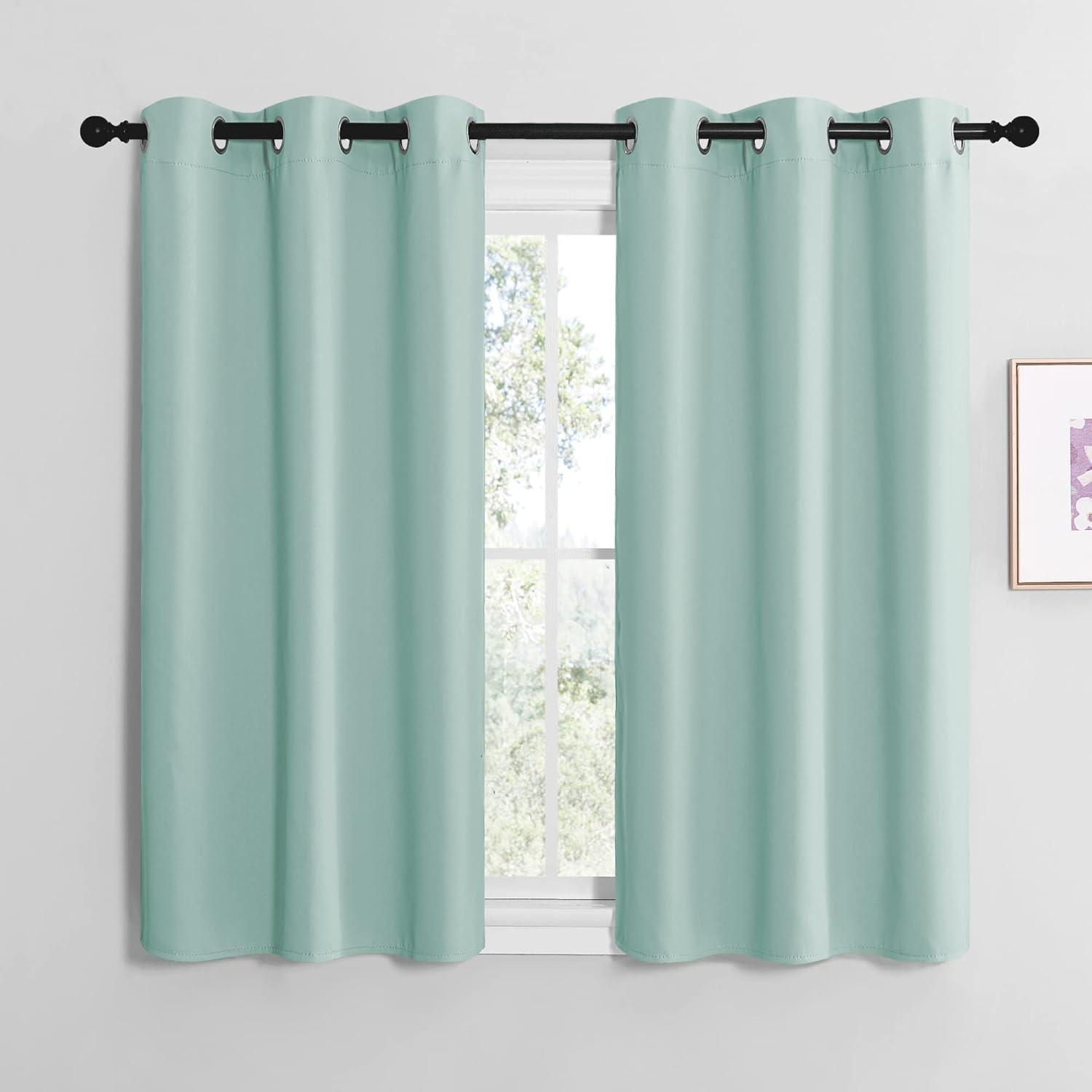 NICETOWN Aqua Blue Room Darkening Curtains for Kitchen, Window Treatment Thermal Insulated Solid Grommet Room Darkening Curtains/Drapes…