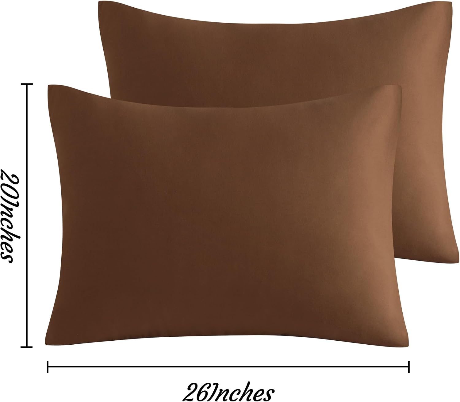 Ntbay Standard Brown Microfiber Pillow Cases Set of 2, 2 Pack, 20x26 Inches, Envelope Closure 2 Pack