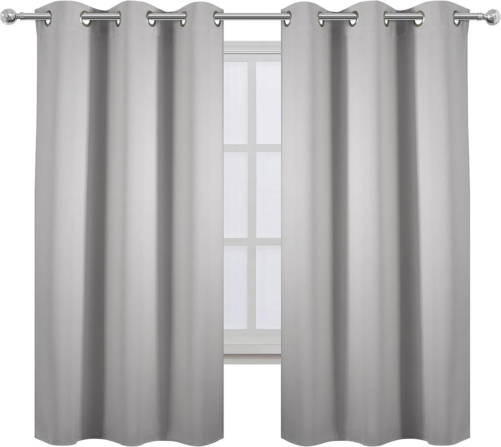 Lemomo Light Grey Blackout Curtains 34 x 54 Inch Length/Set of 2 Curtain Panels/Thermal Insulated Room Darkening Blackout Curtains for Bedr…