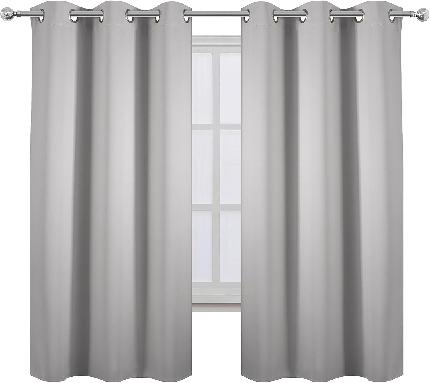 Lemomo Light Grey Blackout Curtains 34 x 54 Inch Length/Set of 2 Curtain Panels/Thermal Insulated Room Darkening Blackout Curtains for Bedr…