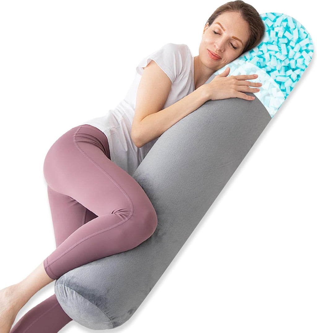 1Middleone 1 MIDDLE ONE Body Pillow, Memory Foam Round Body Pillows for Adults, Firm Long Bolster Pillow for Bed, Cylinder Tube Roll Pillow…