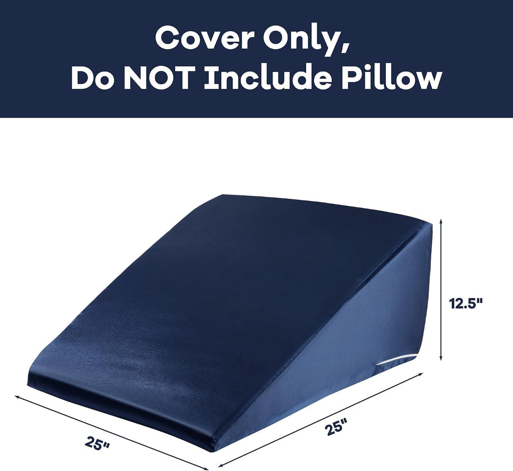 HOMBYS Satin Bed Wedge Pillow Cover Silky & Smooth Wedge Pillowcase 1 Pack 24x24x12.5, Soft & Breathable, Removable & Machine…