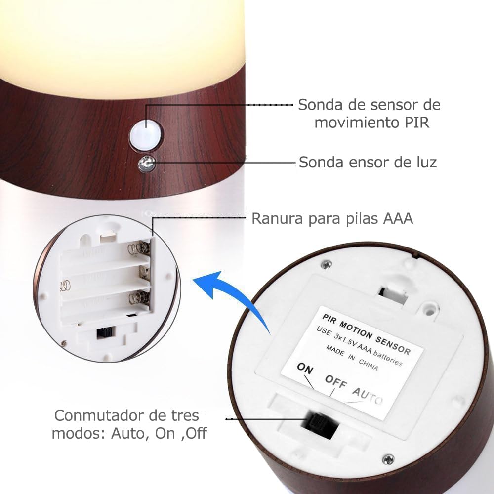 ZEEFO Retro LED Night Light PIR Motion Sensor Light, Activated Step Lighting Lamps, Indoor/Outdoor Battery Operated Lamp Sensitive Portable…