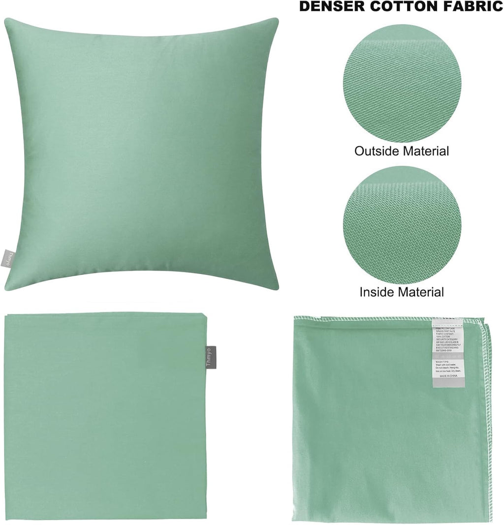 Thmyo 4-Pack 100% Cotton Comfortable Solid Decorative Throw Pillow Case, Square Cushion Cover Pillowcase Sublimation Blank Pillow Covers DI…