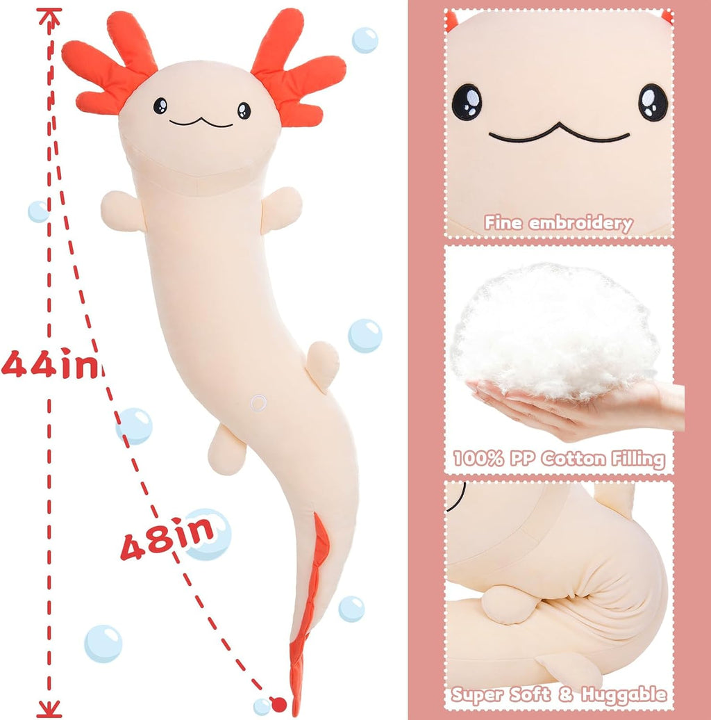 MaoGoLan Giant Axolotl Plush Toy Stuffed Animal, Huge Axolotl Body Pillow for Kids Girl Boy, Big Salamander Plush Glow in the Dark…
