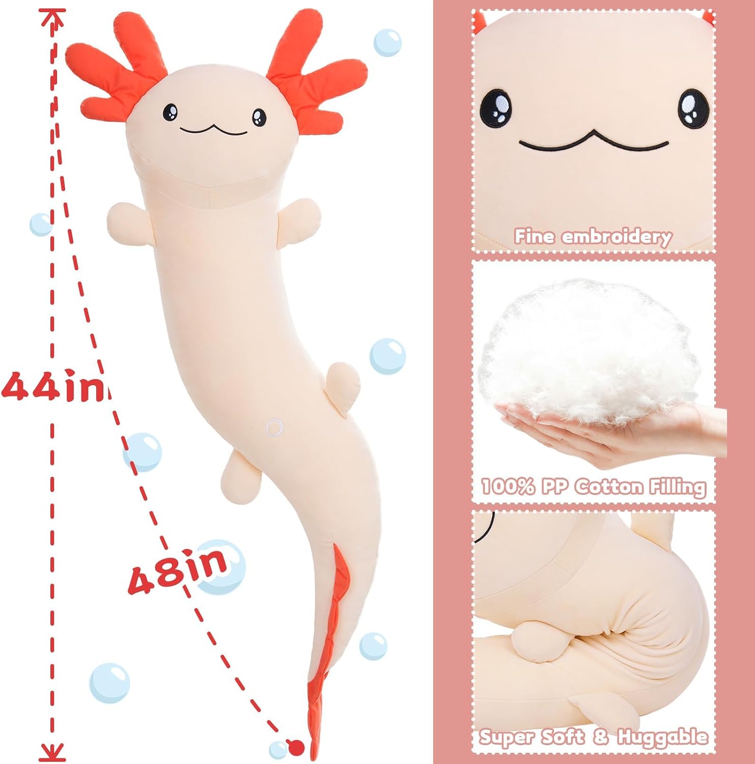 MaoGoLan Giant Axolotl Plush Toy Stuffed Animal, Huge Axolotl Body Pillow for Kids Girl Boy, Big Salamander Plush Glow in the Dark…